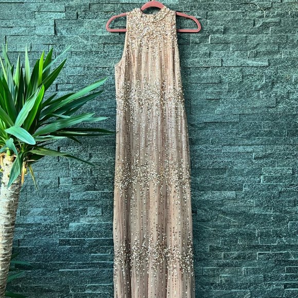 Beautiful Adrianna Papell beaded gown in Rose - Picture 4 of 14